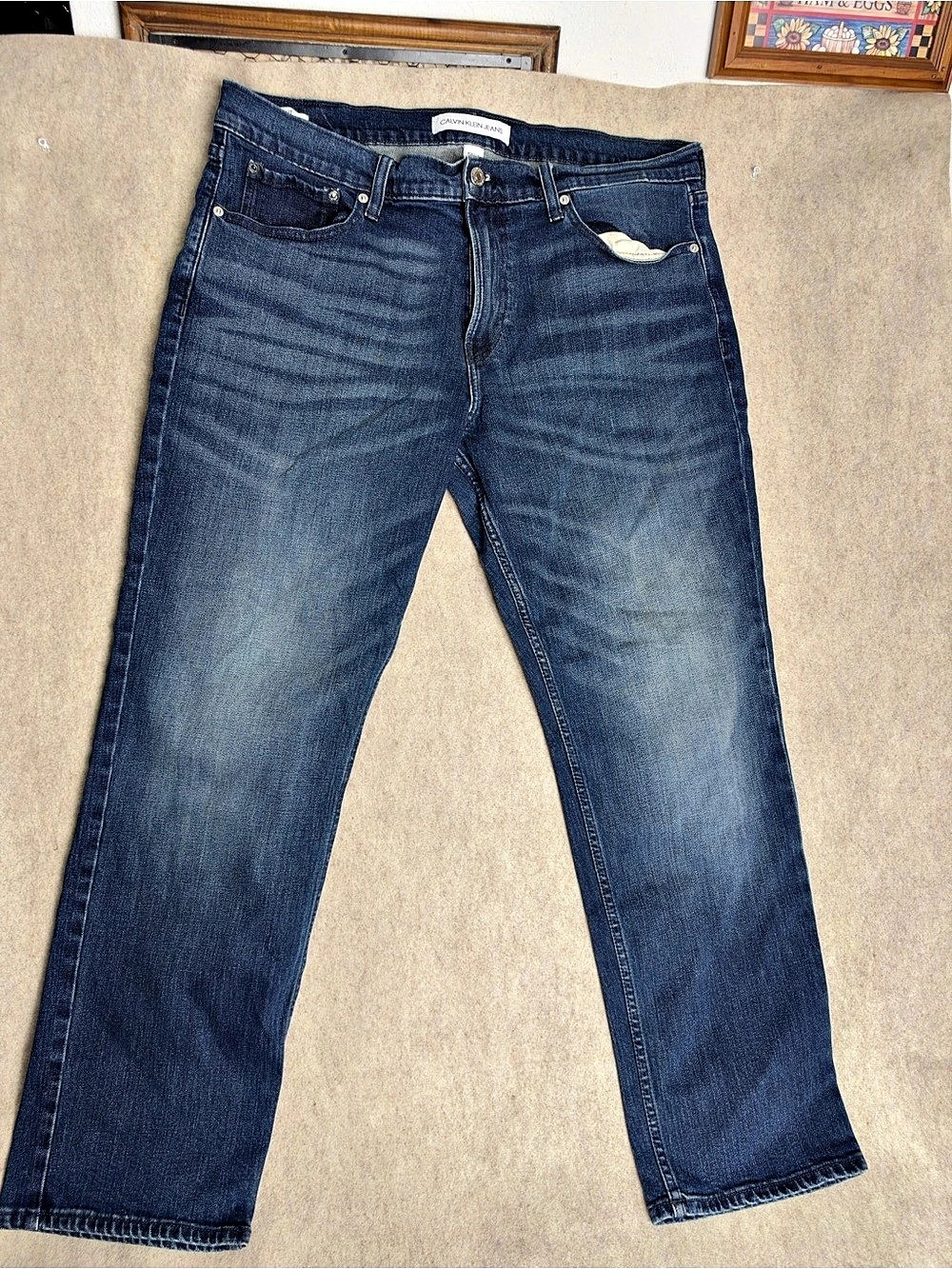 Calvin Klein Jeans Straight Leg Jeans in Blue 36 x 30